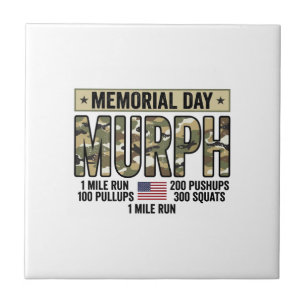 Memorial Day Murph Workout Vintage Vector Shirt_1 Ceramic Tile