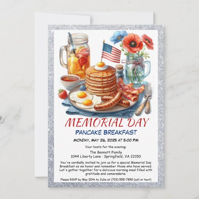 Memorial Day Pancake Breakfast Invitation  (Front)