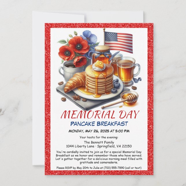 Memorial Day Pancake Breakfast Invitation  (Front)