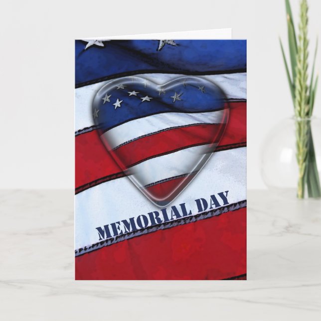 Memorial Day Patriotic Heart Card (Front)
