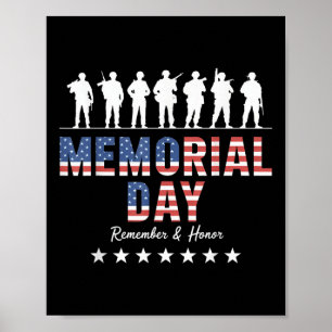 Memorial Day Patriotic Usa Flag Soldiers Remember Poster