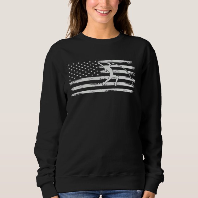 Memorial Day pole vaulter sport usa flag Sweatshirt (Front)