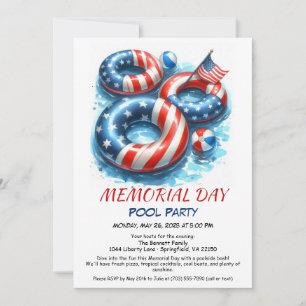 Memorial Day Pool Party   Summer Bash Invitation