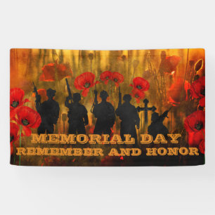 Memorial Day Poppy And Soldier Banner