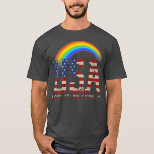 Memorial Day Rainbow American Flag LGBTQ Love It O T-Shirt