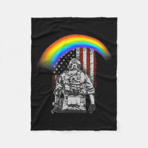 Memorial day rainbow american flag lgbtq military fleece blanket