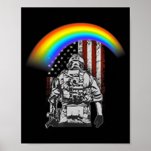 Memorial day rainbow american flag lgbtq military poster