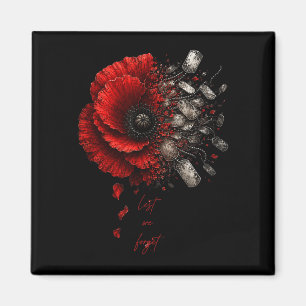Memorial day red poppy flower veteran remembrance magnet