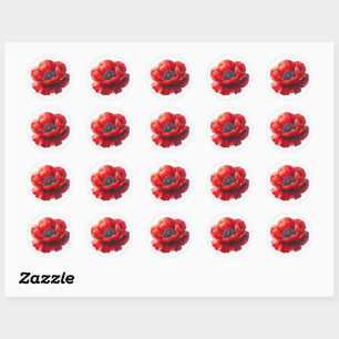 Memorial Day Red Poppy Remembrance Day Classic Round Sticker