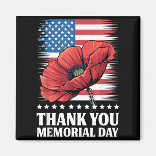 Memorial Day Red Poppy Thank Veterans USA Flag Magnet