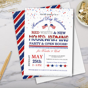 Memorial Day Red White New Housewarming Party Invitation