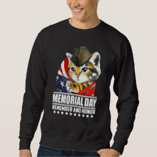 Memorial Day Remember And Honour Cats Veteran Amer Sweatshirt