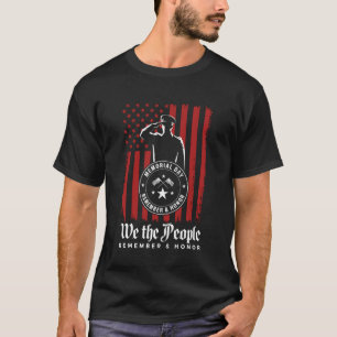 Memorial Day Remember and Honour Saluting Soldier  T-Shirt