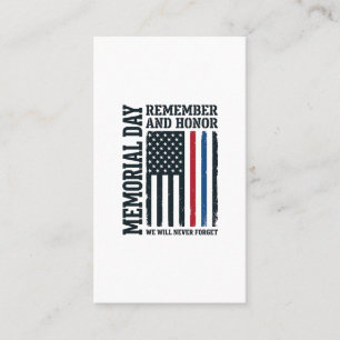 Memorial Day Remember And Honour Tribute Vector De Business Card