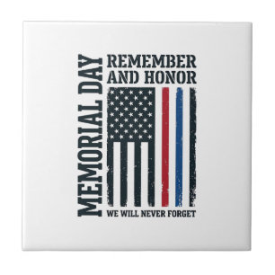 Memorial Day Remember And Honour Tribute Vector De Ceramic Tile