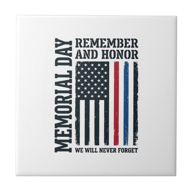 Memorial Day Remember And Honour Tribute Vector De Ceramic Tile (Front)