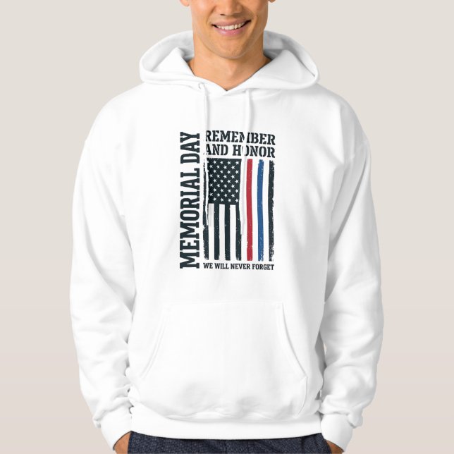 Memorial Day Remember And Honour Tribute Vector De Hoodie (Front)