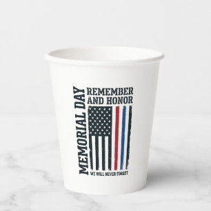 Memorial Day Remember And Honour Tribute Vector De Paper Cups