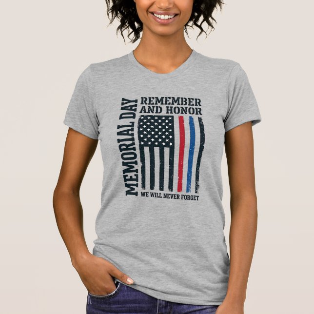 Memorial Day Remember And Honour Tribute Vector De T-Shirt (Front)