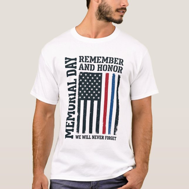Memorial Day Remember And Honour Tribute Vector De T-Shirt (Front)
