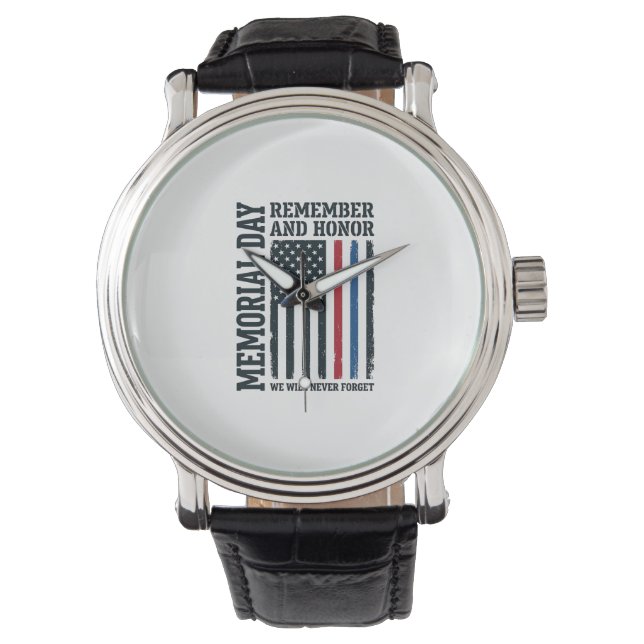 Memorial Day Remember And Honour Tribute Vector De Watch (Front)