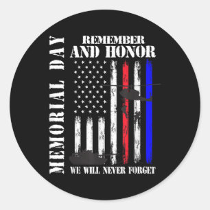 Memorial Day Remember Honour Never Forget Veteran Classic Round Sticker