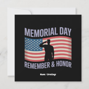 Memorial Day Remember & Honour Patriotic USA Flag Invitation