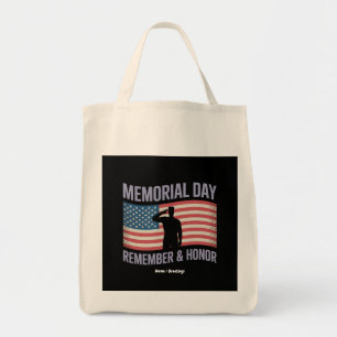 Memorial Day Remember & Honour Patriotic USA Flag Tote Bag