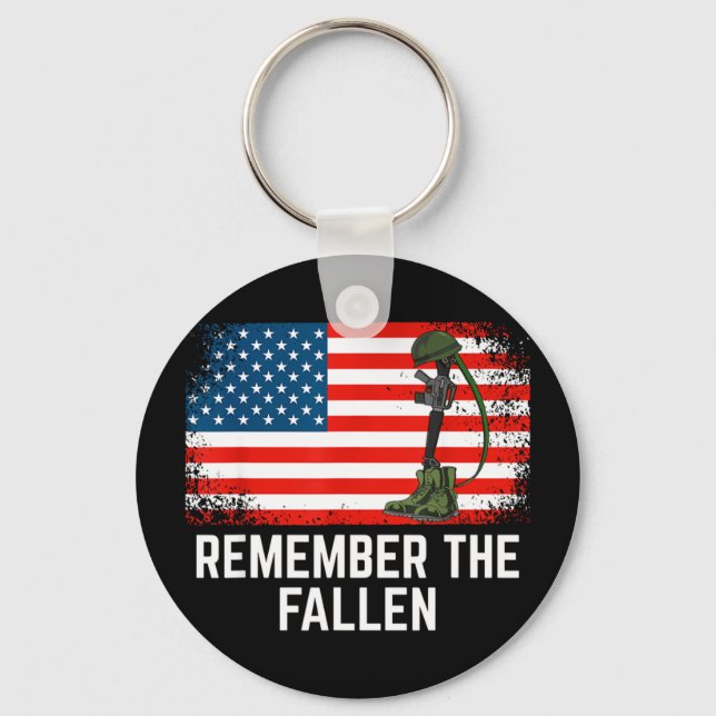 Memorial day remember the fallen flag with battlef key ring (Front)