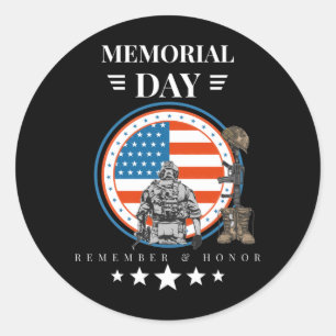 Memorial Day Remember The Fallen Veteran Military Classic Round Sticker