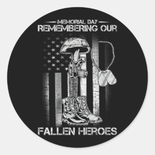 Memorial Day Remembering Fallen Heroes American Classic Round Sticker