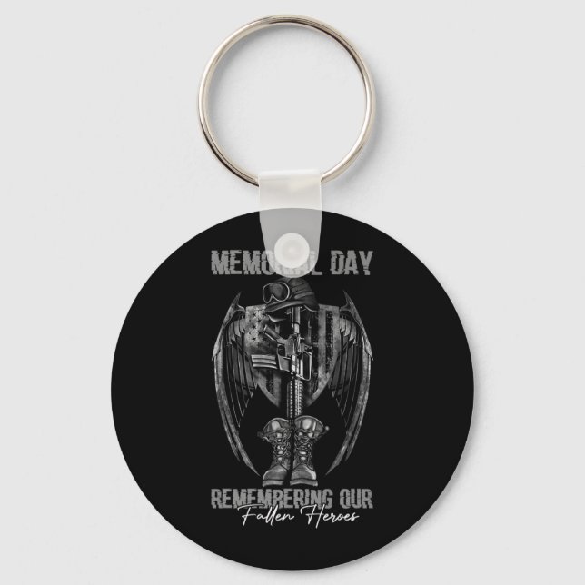 Memorial Day Remembering Fallen Heroes American Key Ring (Front)