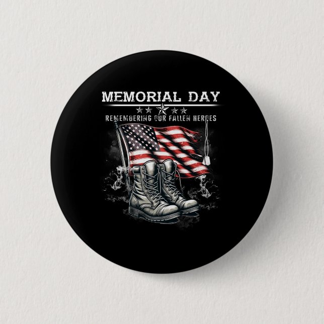 Memorial Day Remembering Fallen Heroes Flag 6 Cm Round Badge (Front)