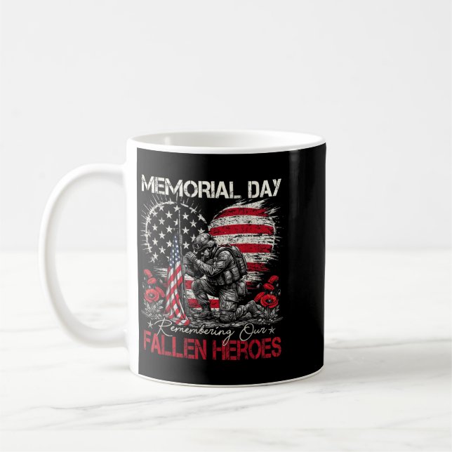 Memorial Day Remembering Fallen Heroes Flag Coffee Mug (Left)