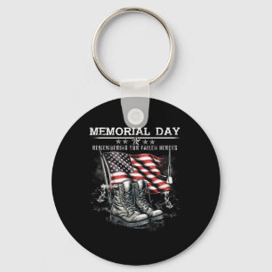 Memorial Day Remembering Fallen Heroes Flag Key Ring