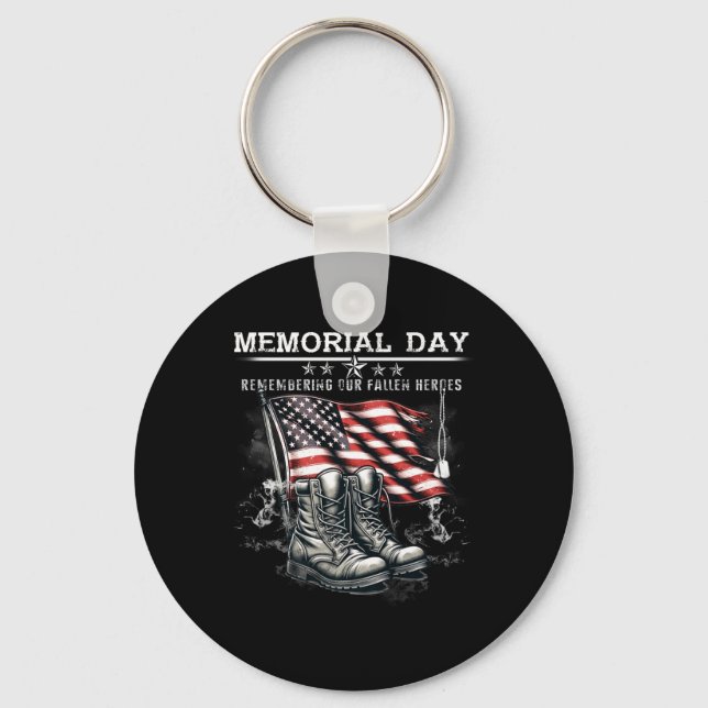 Memorial Day Remembering Fallen Heroes Flag Key Ring (Front)