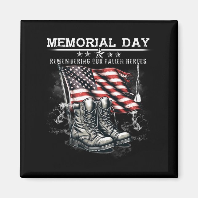 Memorial Day Remembering Fallen Heroes Flag Magnet (Front)