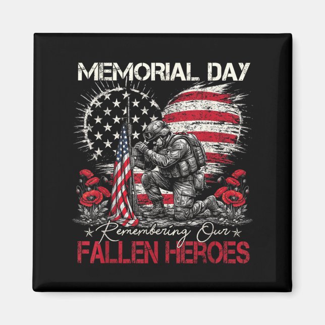 Memorial Day Remembering Fallen Heroes Flag Magnet (Front)