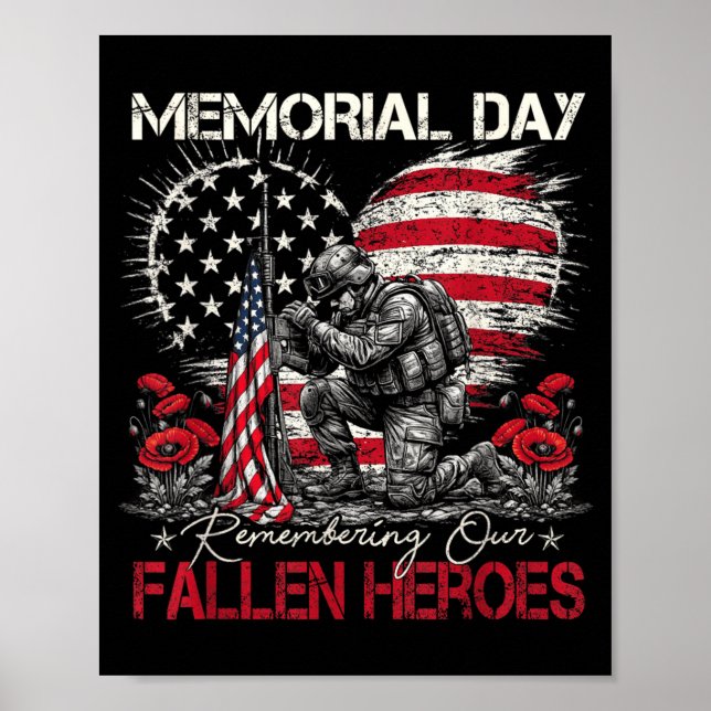 Memorial Day Remembering Fallen Heroes Flag Poster (Front)