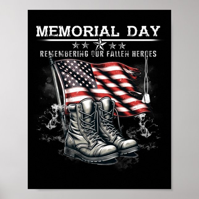 Memorial Day Remembering Fallen Heroes Flag Poster (Front)