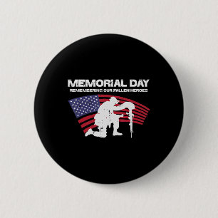 Memorial Day Remembering Our Fallen Heroes US Flag 6 Cm Round Badge