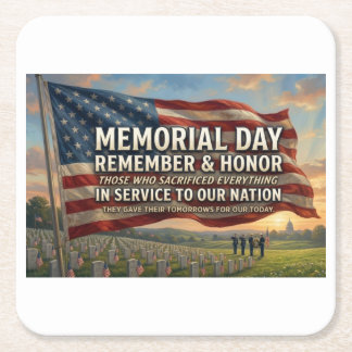 Memorial Day Square Paper Coaster