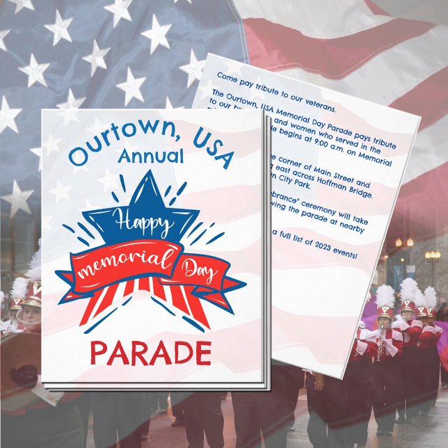 Memorial Day Star Flag Our Town Annual Parade Flyer (Creator Uploaded)
