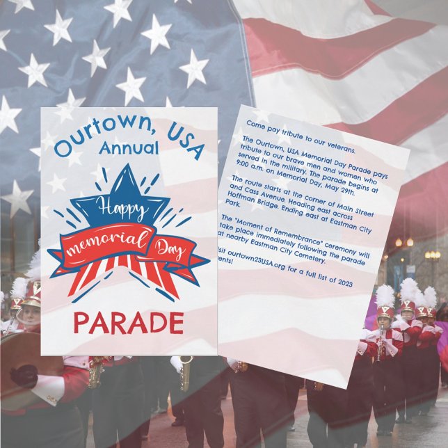 Memorial Day Star Flag Our Town Annual Parade Invitation (Creator Uploaded)