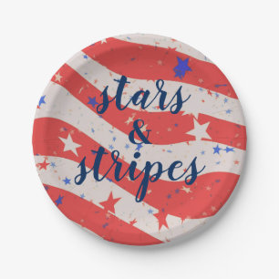 Memorial Day Stars and Stripes Patriotic Flag Paper Plate