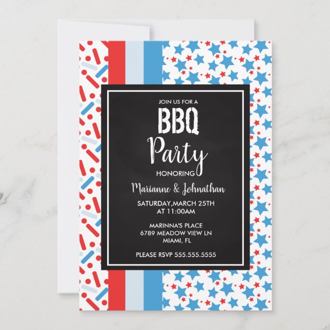 Memorial Day Stars Sprinkles Cook Out Party Invitation (Front)