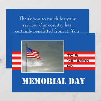 Memorial Day Thank You greeting to a Veteran Card