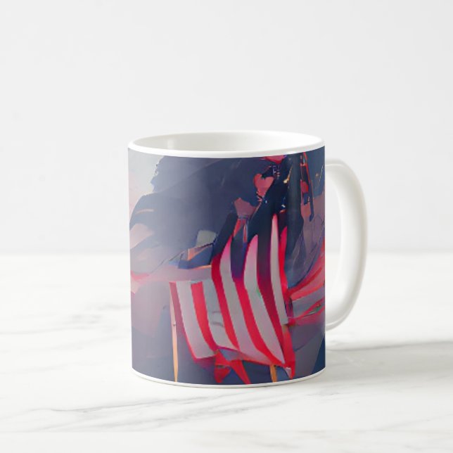 Memorial Day US flag abstract digital art July 4th Coffee Mug (Front Right)