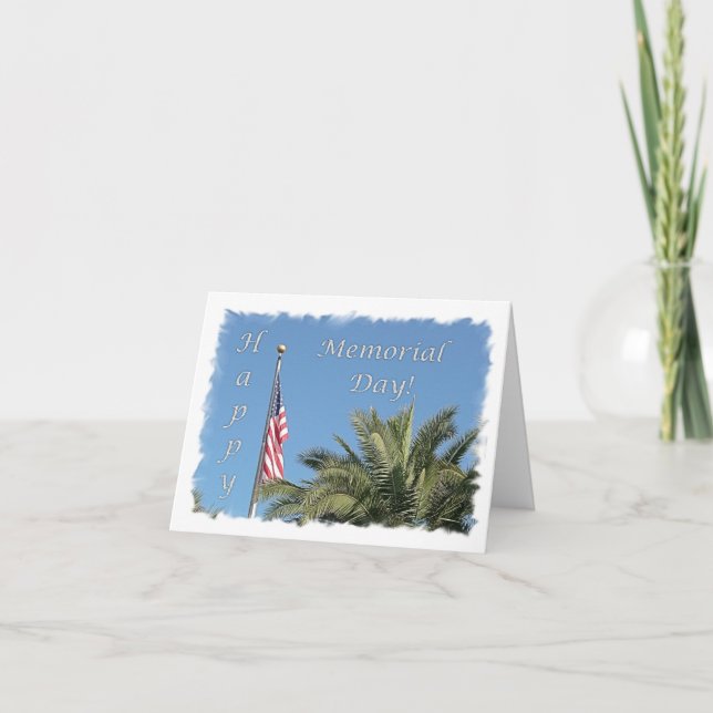 Memorial Day USA Flag Palm Note Card (Front)