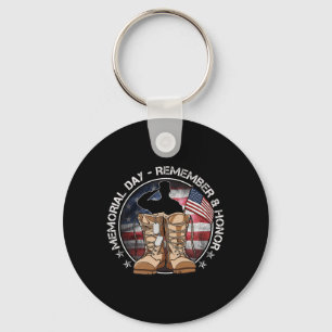 Memorial Day USA Flag Remember Honour Patriot Men Key Ring